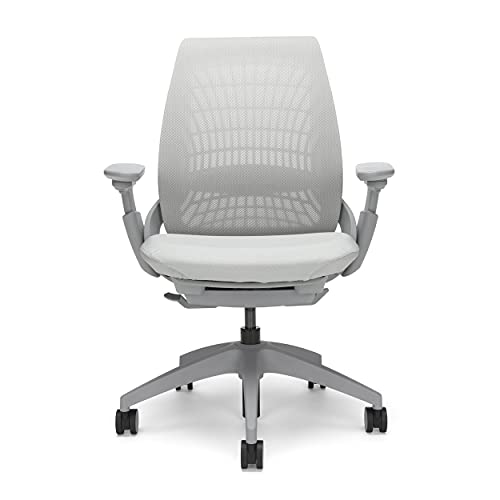 Allsteel Mimeo Mesh Office Chair with Lumbar Support, Adjustable Arms, Activated Recline, 300lb Max Weight - Light Gray Loft