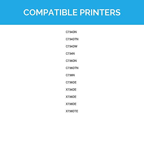 LD Remanufactured Toner Cartridge Replacement for Lexmark C734 C736 X738 Series (Black, Cyan, Magenta, Yellow, 4-Pack)