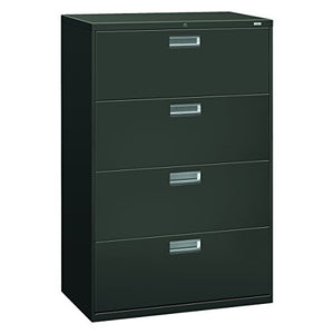 HON Brigade 600 Series Lateral File Cabinet, 4 Legal/Letter-Size Drawers, Charcoal - 36" X 18" X 52.5