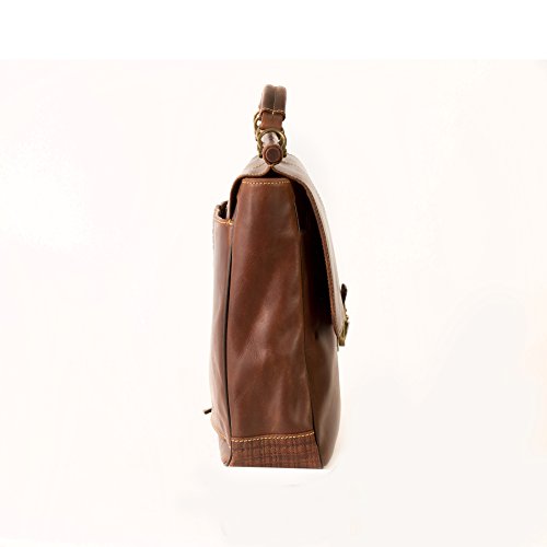 Boconi Bryant Dowel Rod Brief (Antique Mahogany with Houndstooth)
