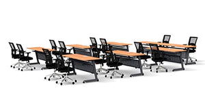 Team Tables Folding Training Seminar Classroom Tables Model 2567 Beech - Industrial Caster Z-Base, Connect, Modesty Panel, Shelf, Power + USB Outlet - 22pc Set with Seating