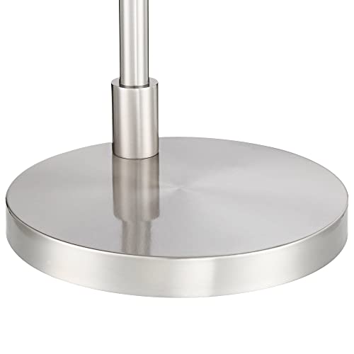 Possini Euro Design Modern Floor Lamps 60" Tall Set of 2 with Tray Table USB Charging Port Brushed Nickel Silver Organza Shade