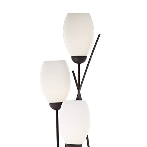 Modern Floor Lamp 4-Light Tree Ginger Black Tulip White Cased Glass Shades for Living Room Bedroom Uplight - Franklin Iron Works