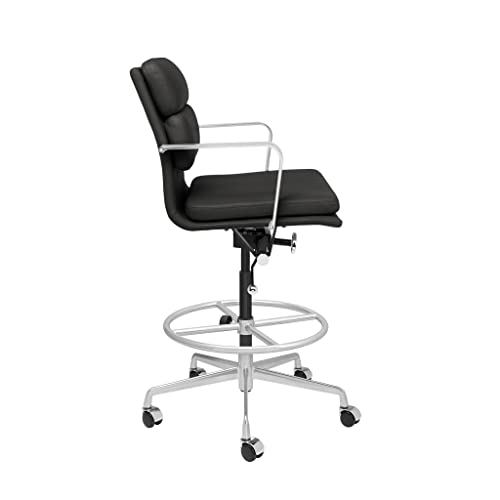 Laura Davidson Furniture SOHO II Padded Drafting Chair - Ergonomic Design, Commercial Grade, Faux Leather, Black