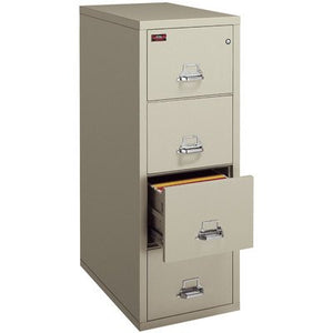 FireKing Fireproof 4-Drawer Vertical Letter File - Black, Key Lock