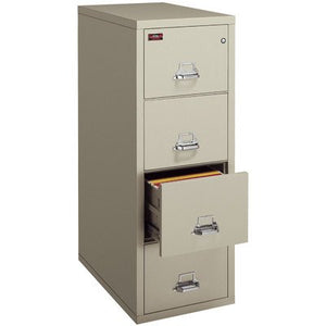 FireKing Fireproof 4-Drawer Vertical Letter File - Champagne Finish, Manipulation-Proof Comb. Lock