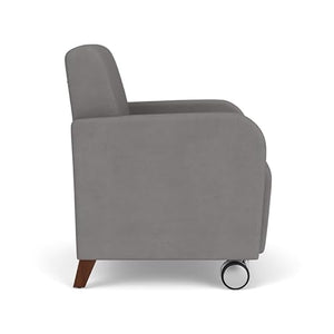 Lesro Siena 17.5" Polyurethane Lounge Reception Guest Chair in Gray/Walnut