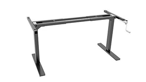 Ergo Elements Manual Height Adjustable Stand Up Desk with 60" Top, Crank System Ergonomic Standing 2 Leg Workstation, Black with Black Top