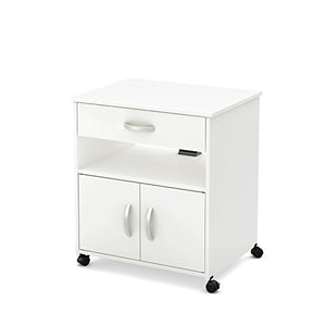 South Shore 2-Door Printer Stand with Storage on Wheels, Pure White