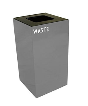 Witt Industries 28GC03-SL Steel 28-Gallon Geo Cube Recycling Container, Square Opening, Legend "Waste", Square, 15" Width x 15" Depth x 28" Height, Slate