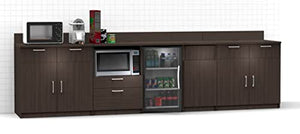 BREAKtime Espresso Lunch Room Furniture Buffet Model 3305 - 4 Piece Group - Factory Assembled