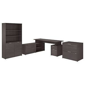 Bush Business Furniture Jamestown L Shaped Desk with Lateral File Cabinet and Bookcase, 72W, Storm Gray