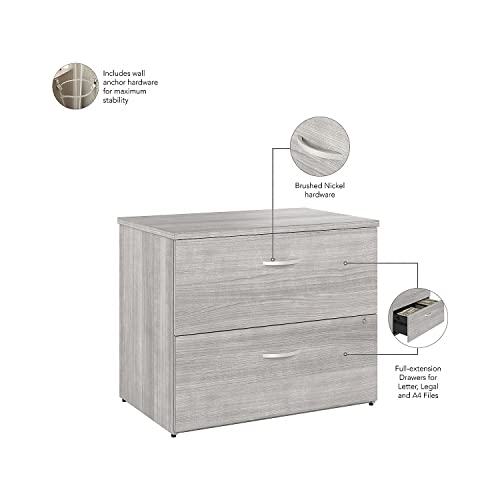 Bush Business Furniture Hybrid 2-Drawer Lateral File Cabinet, Platinum Gray, 36-Inch