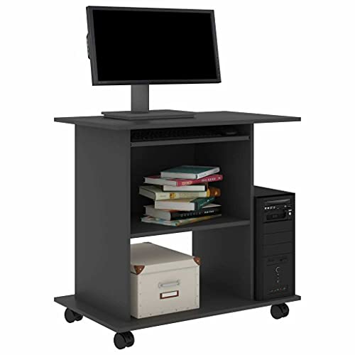 Computer Desk Gray Chipboard Home Office Desk Workstation Furniture