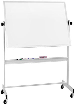 Best-Rite Deluxe Reversible Mobile Whiteboard, Dura-Rite HPL Markerboard Both Sides, Aluminum Trim, Panel Size 4 x 6 Feet (668AG-HH)