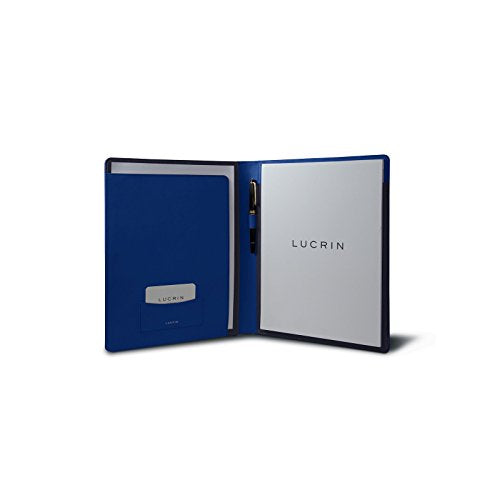 Lucrin - Genuine Leather A4/ US Letter Portfolio, Padfolio with Writing Pad - Royal Blue - Smooth Leather