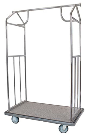 Wholesale Hotel Products Value Valet Bellman's Cart - Brushed Stainless Steel Finish - Holds 800 lbs