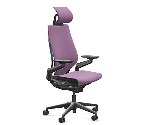 Steelcase Gesture Office Chair with Headrest & Lumbar Support - Cogent Connect Concord Fabric - Low Black Frame