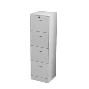 Four Drawer Vertical Wood Lockable File Cabinet, Safeguards Documents and Keeps Them Organized, Prevents Your Papers from Fading, Made of Durable Particleboard and Metal, White + Expert Guide