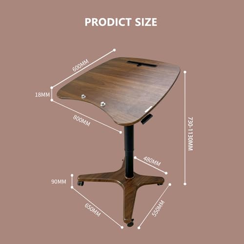 HGTRH Laptop Computer Cart with Wheels, Adjustable Rolling Bedside Table - Foldable & Mobile
