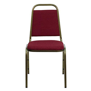 LIVING TRENDS Marvelius Trapezoidal Banquet Chair 20 Pack - Burgundy Fabric, Gold Vein Frame