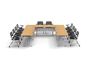Team Tables 10 Person Folding Training Tables Set with Task Chairs - Model 7430 Beech Color
