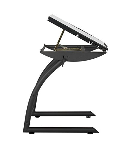 SD STUDIO DESIGNS Triflex Drawing Table, Sit to Stand Up Adjustable Office Home Computer Desk, 35.25" W X 23.5" D, Charcoal Black/Clear Glass