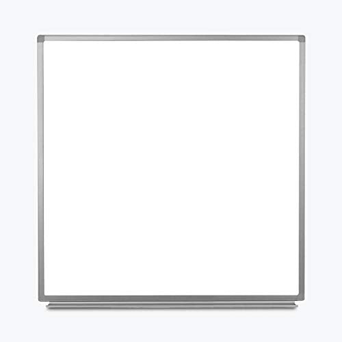 Luxor Home Office School Wall-Mounted Magnetic Dry Erase Whiteboard with Aluminum Frame - 48"W x 48"H