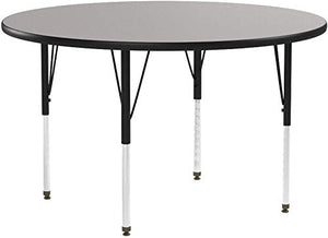 48'' Round Activity Table with 1.25'' Thick High Pressure Grey Laminate Top and Height Adjustable Pre-School Legs [XU-A48-RND-GY-H-P-GG]