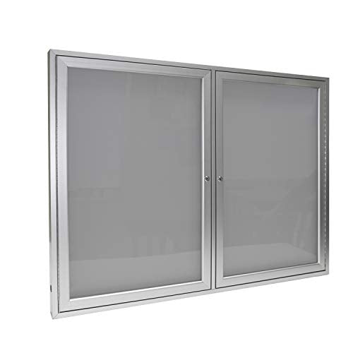 2 Door Outdoor Enclosed Bulletin Board Size: 3' H x 4' W, Frame Finish: Satin, Surface Color: Silver
