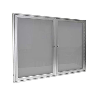 2 Door Outdoor Enclosed Bulletin Board Size: 3' H x 5' W, Frame Finish: Satin, Surface Color: Silver