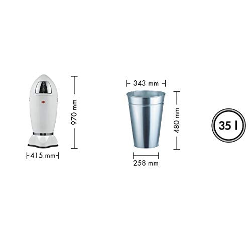 Wesco Spaceboy - German Made - X-Large Push Door Trash Can, Powder Coated Steel, 9.2 Gallons / 35 L, Silver
