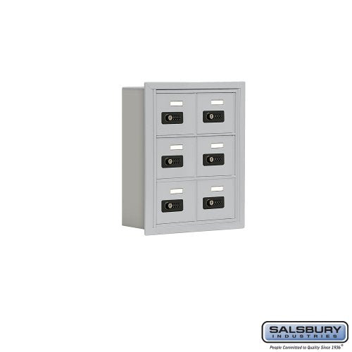 Salsbury Industries 19035-06ARC Cell Phone-3 Unit Recessed Mounted-Resettable Combination Locks with 5-Inch Diameter Compartments, Aluminum
