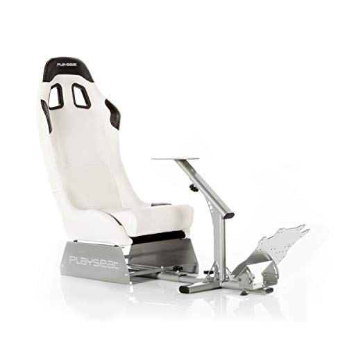 Playseat Evolution, White Racing Video Game Chair For Nintendo XBOX Playstation CPU Supports Logitech Thrustmaster Fanatec Steering Wheel And Pedal Controllers