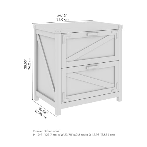 Bush Furniture Kathy Ireland Home 2-Drawer Lateral File Cabinet, Restored Gray, 29-Inch