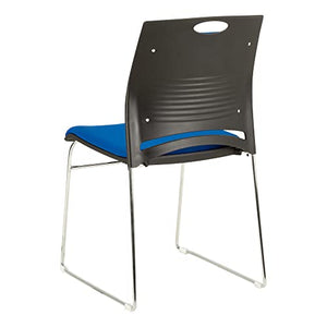 Norwood Commercial Furniture Chrome Sled Base Stack Chair, Brilliant Blue