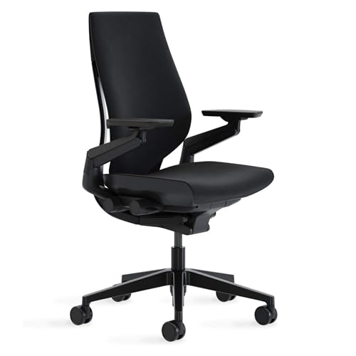 Steelcase Gesture Office Chair - Ergonomic Work Chair for Carpet - Comfortable Desk Chair - 360-Degree Arms - Licorice Fabric, Dark Frame