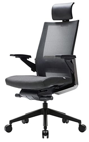 SIDIZ T80 Premium Ergonomic Office Chair: Adjustable Headrest, Lumbar Support, 3D Armrests, Forward Tilt, Seat Depth - Black