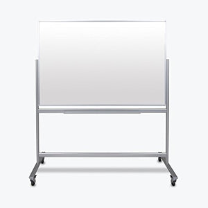 Offex Double-Sided Mobile Magnetic Glass Marker Board (60"W x 40"H)