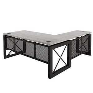 NBF Signature Series Urban Reversible L-Shaped Desk 72" W x 80" D - Concrete Laminate Top/Black Legs
