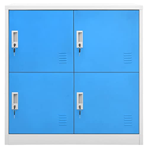 vidaXL Steel Locker Cabinet Set 5 pcs in Light Gray/Blue - School/Office Lockers, Storage Organizer w/Locks 35.4"x17.7"x36.4