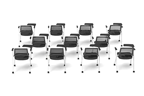 TEAMtime 11 Person Flip Table Student Chair Set - Model 2054, Black Color, Foldable for Compact Storage