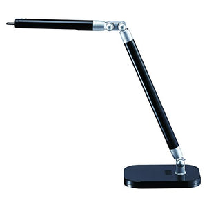 Black and Decker Office LED7BAR-BLK PureOptics Exalt Bar 5W Flicker-Free Natural Daylight LED Desk Lamp with USB Charging Port, 4 Dimming Levels (306 Lumens), 19" x 13.5" x 6", Black/Gray