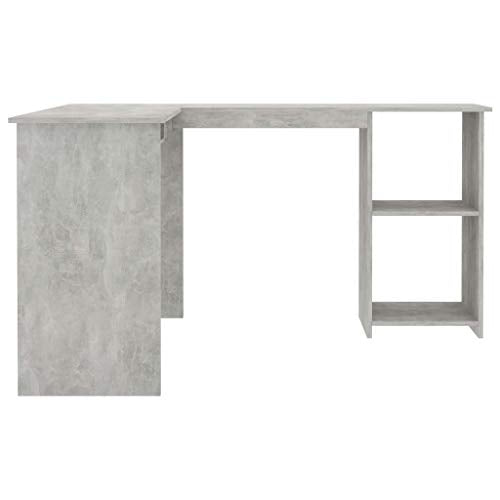 L-Shaped Computer Desk, Corner Desk with 2 Open Shelves, Writing Workstation Table for Home Office Study, 47.2"x55.1"x29.5