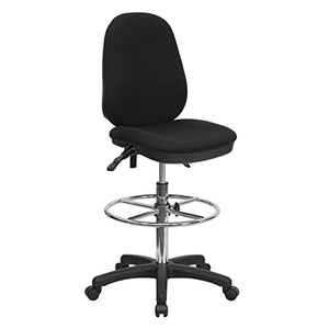 Flash Furniture Black Ergonomic Drafting Chair with Adjustable Foot Ring