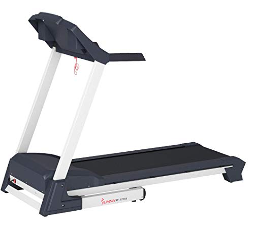 Sunny Health & Fitness SF-T7515 Smart Treadmill with Auto Incline, Speakers, Bluetooth, LCD and Pulse Monitor, Phone Function, 240 LB Max Weight , grey