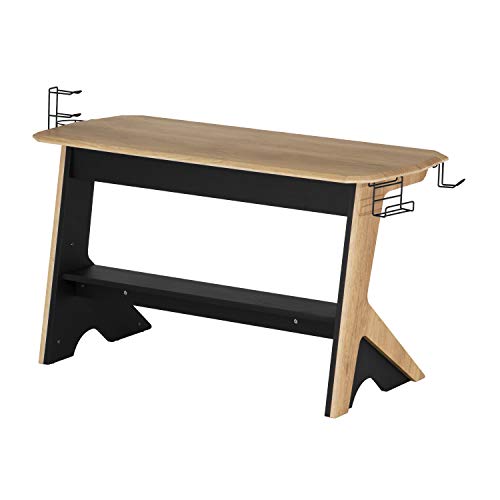 Techni Mobili Home Office Computer Writing Desk Workstation with Two Cupholders and a Headphone Hook-Pine