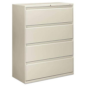 HON 800 Series 4-Drawer Lateral File Cabinet, 42-inch Wide, Light Grey