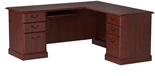 kathy ireland Home by Bush Furniture Bennington L-Desk in Harvest Cherry
