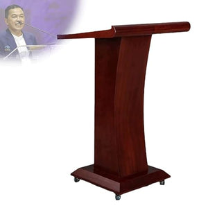 CAMBOS Lectern Podium Stand with Casters and Storage - Modern Wheeled Lectern